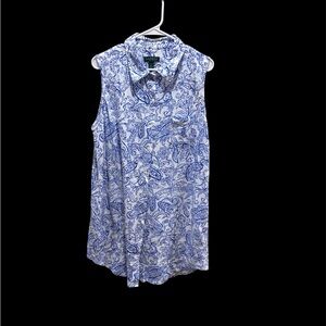 Lauren Ralph Lauren Blue and White Paisley Coastal Grandma Dress size XL